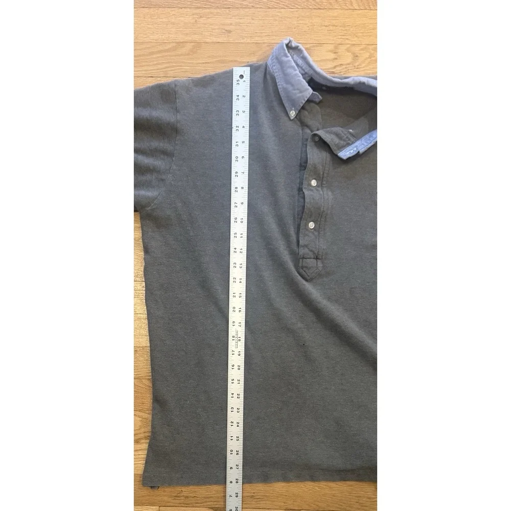 Ralph Lauren Men's XL Gray/Blue Solid Knit Polo Shirt Button-Down Collar Golf